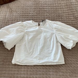 Gianni Bono White Crop Top with Puffy Sleeves